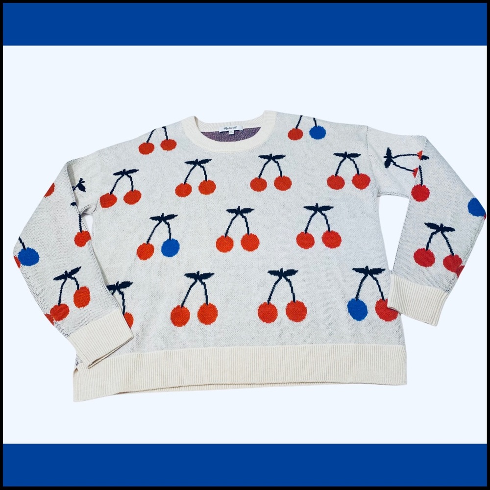 MADEWELL CHERRY JACQUARD PULLOVER SWEATER XS - Picture 9 of 14